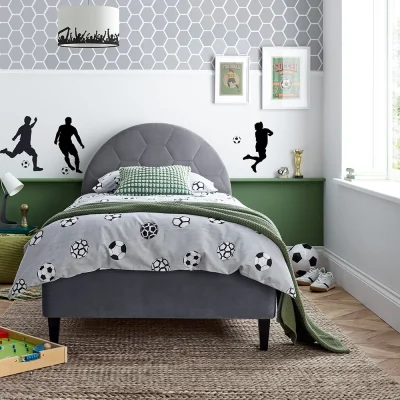Happy Beds Football - Kids’ Bed - Grey - Velvet - 3ft - Happy Beds