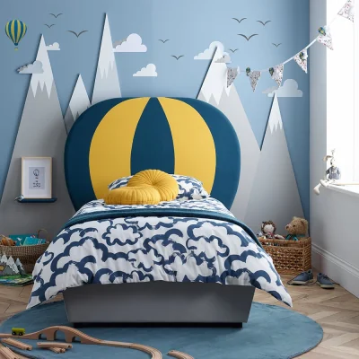 Happy Beds Balloon - Kids’ Bed - Blue and Yellow - Fabric - 3ft - Happy Beds