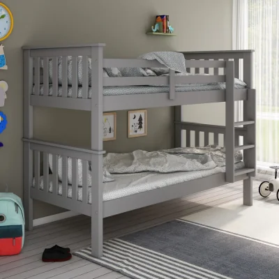Happy Beds Atlantis - Single - Kids Bunk Bed - Grey - Wooden - 3ft - Happy Beds