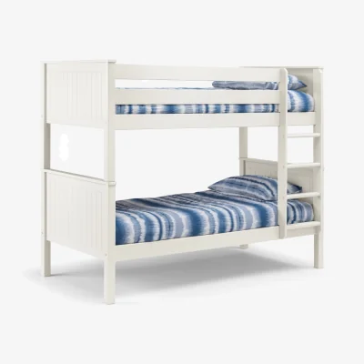 Happy Beds Maine - Single - Kids Bunk Bed - Surf White - Wooden - 3ft - Happy Beds