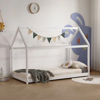 Happy Beds Ely - Single - Wooden House Bed - White - Wooden - 3ft - Happy Beds