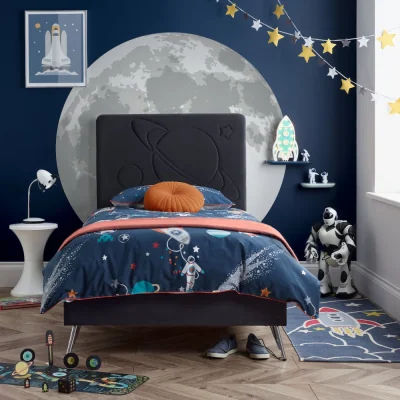 Happy Beds Space - Kids’ Bed - Grey - Velvet  - 3ft - Happy Beds