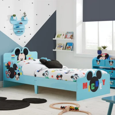 Happy Beds Disney - Mickey Mouse - Single - Kids Bed - Blue - Wooden - 3ft - Happy Beds