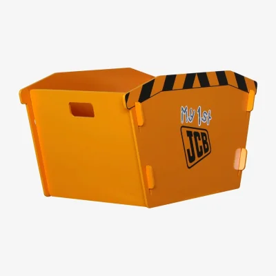 Happy Beds JCB - Children's Digger Skip Toybox - Yellow/Black - Wooden - Happy Beds