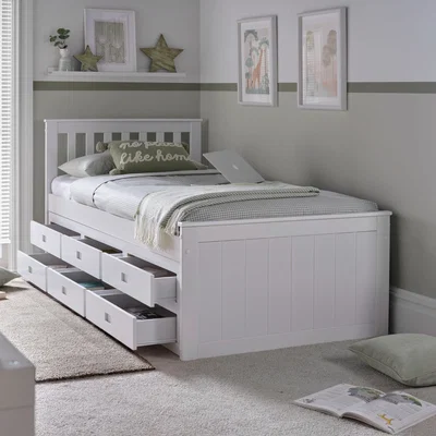 Happy Beds Nova - Single - Storage Bed with 6 Drawers - White - Wood - 3ft