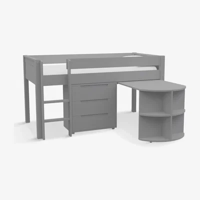 John Lewis Stompa Classic Mid-sleeper Frame with Integrated Pull Out Desk & 3 Drawer Chest