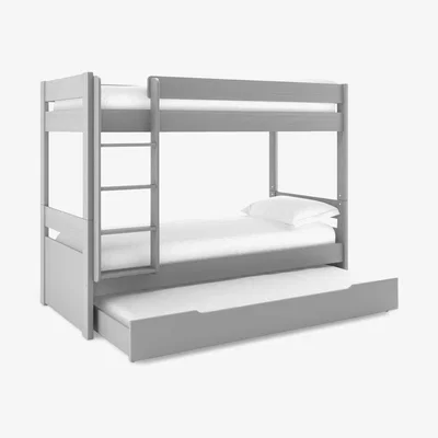 John Lewis Stompa Detachable Bunk Bed with Trundle Drawer, Extra Long Single, Grey