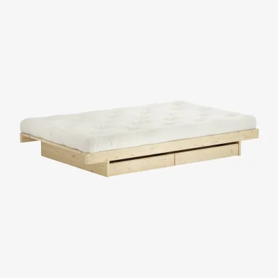 Made in Design Kanso Bed for 1 person natural wood / For mattresses 90 x 200 cm - With 2 drawers - KARUP