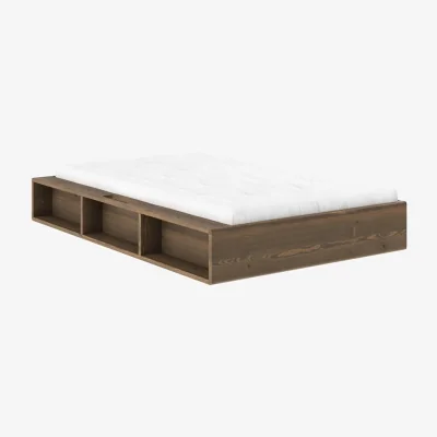 Made in Design Ziggy Bed for 1 person wood brown / For mattresses 120 x 200 cm - Built-in Storage - KARUP