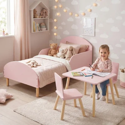 The Range Toddler Bed and Table and Two Chairs Set - Pink - Pink