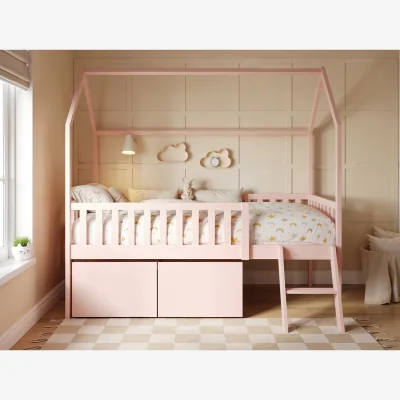 The Range Explorer Single Mid Sleeper Bed with Toy Box - Pink