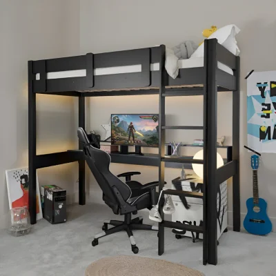 The Range Vortex Gaming Station High Sleeper Kids Cabin Bed with Desk - Black