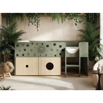 The Range Zaiden Safari Mid Sleeper Bed with Toy Box - Green