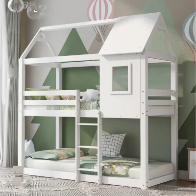 The Range Bunk Bed Children Cabin Bed Single Bed Twin Sleeper Solid Pine Wood - White