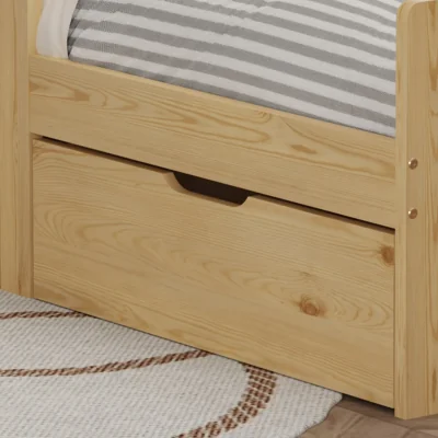 The Range WestWood Wooden Single Bed Toddler Kids Bed Frame Only w/ Underbed Storage Drawer Natural