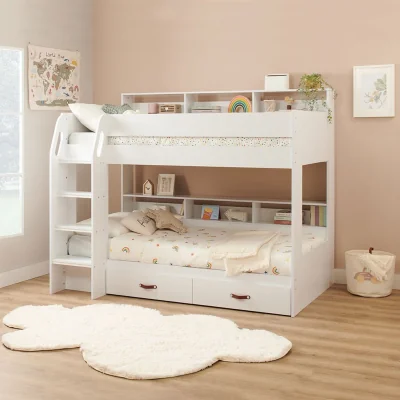 The Range Aviary Kids Bunk Bed with Storage Drawers and Shelves - White