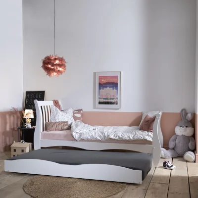 The Range Astrid Single Kids Sleigh Bed with Pullout Trundle - White