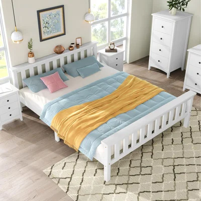 The Range Wooden Bed in White For Adults, Kids, Teenagers - White