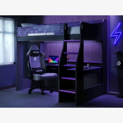 The Range Ultimate Violet Gaming High Sleeper Charcoal & Purple - Purple / Small Double