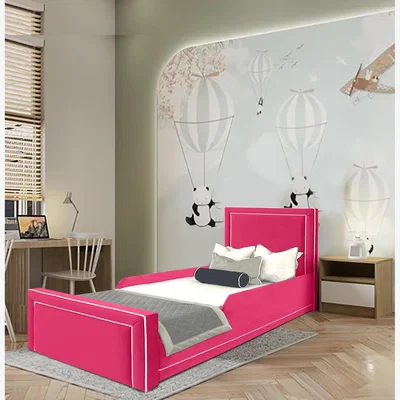 The Range Ella Kids Bed Plush Velvet with Safety Siderails - Pink / Double