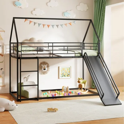 The Range House Shaped Kids Loft Bed Frame - Black