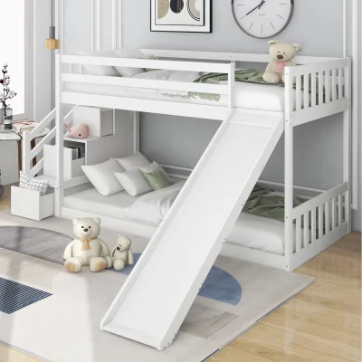 The Range Kids Bed with 2 Drawers in the Steps,90x190cm, White - white