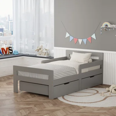 The Range WestWood Wooden Single Bed Toddler Kids Bed Frame Only w/ Underbed Storage Drawer Natural
