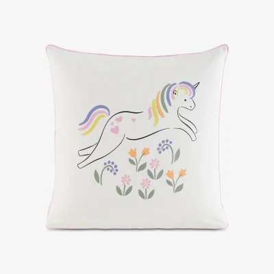 La Redoute Tamila Child's Pillowcase in 50% Recycled Cotton with Unicorn Print