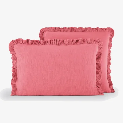 La Redoute Kumla Plain Cotton Muslin Ruffled Pillowcase