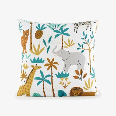 La Redoute Jungle Animal Print 30% Recycled Cotton Child's Pillowcase