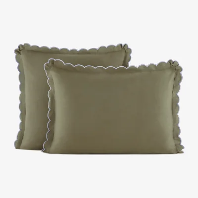 La Redoute Scenario Plain Washed Cotton Scalloped Child's Pillowcase