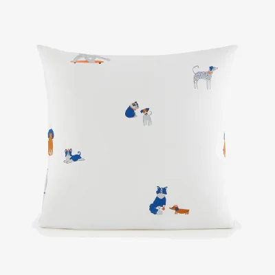 La Redoute Team Chiens Dog Print Washed Cotton Child's Pillowcase