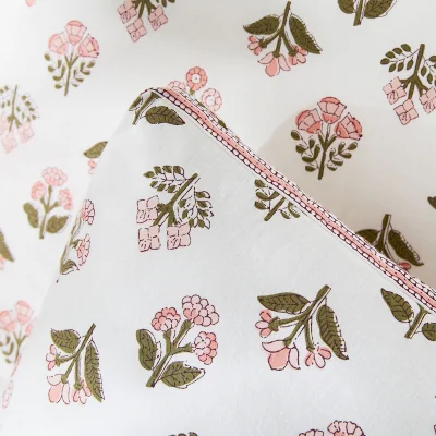 La Redoute Vandi Ecru Floral Print Washed Cotton Child's Pillowcase
