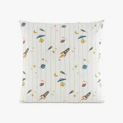 La Redoute Egor Rocket Print 30% Recycled Washed Cotton Child's Pillowcase