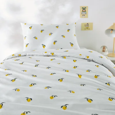La Redoute Child's Citron Cotton Duvet Cover Set with Rectangular Pillowcase