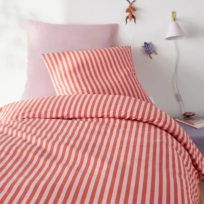 La Redoute Child's Sacha Pink 50% Recycled Cotton Duvet Cover Set with Square Pillowcase