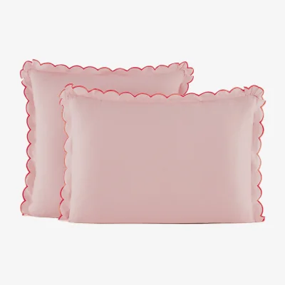 La Redoute Scenario Plain Washed Cotton Scalloped Child's Pillowcase