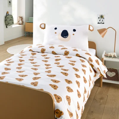 La Redoute Koala 50% Recycled Cotton Child's Duvet Cover Set with Rectangular Pillowcase