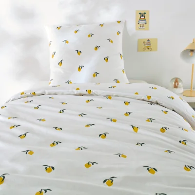 La Redoute Child's Citron Cotton Duvet Cover Set with Square Pillowcase