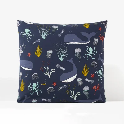 La Redoute Melvil Ocean Whale 100% Cotton Child's Pillowcase