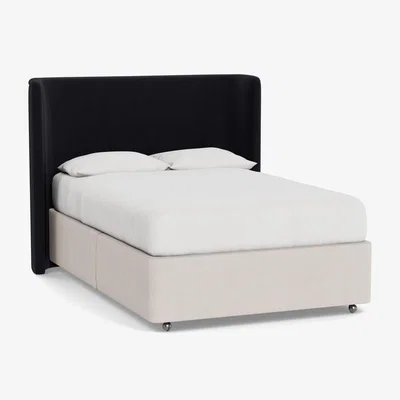 Heal's Heal's Monroe Headboard (Lift Storage) Super King Velvet Black - Heal's UK Furniture