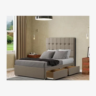 The Range Venezia Divan Bed 2 Drawers Floor Standing Headboard Malham Weave - Mink / Superking