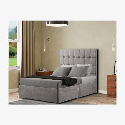 The Range Venezia Divan Bed 2 Drawers Floor Standing Headboard Matching Buttons Plush - Silver / Superking