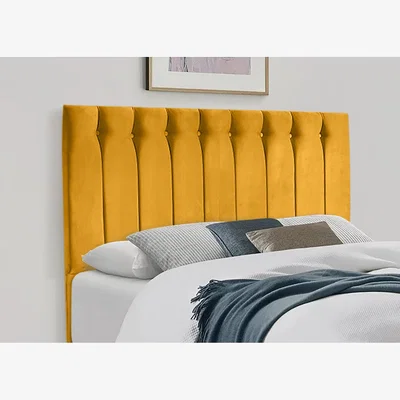 The Range Genie 54 inch Floorstanding Headboard Plush Velvet - Mustard / Superking