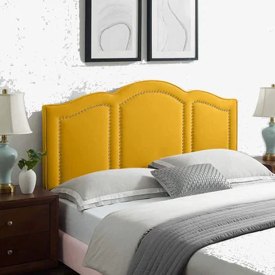 The Range Makis Plush 26 inch Strutted Headboard - Mustard / Superking