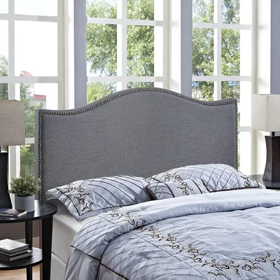 The Range Wayno Linen 26 inch Strutted Headboard - Grey / Superking