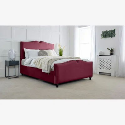 The Range Harling Plush 4 Inch Solid Thick Bed Frame With Heart Shaped Headboard - Maroon / Superking