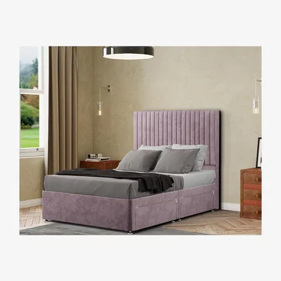 The Range Maryland Divan Bed 2 Drawers Floor Standing Headboard  Plush - Blush / Superking