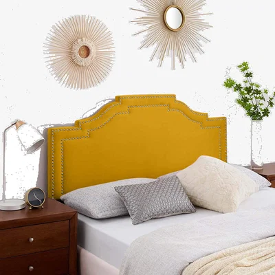 The Range Enrico Plush 26 inch Strutted Headboard - Mustard / Superking