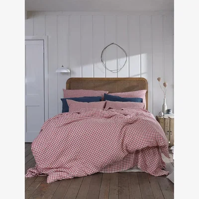 John Lewis Piglet in Bed Gingham Linen Flat Sheets